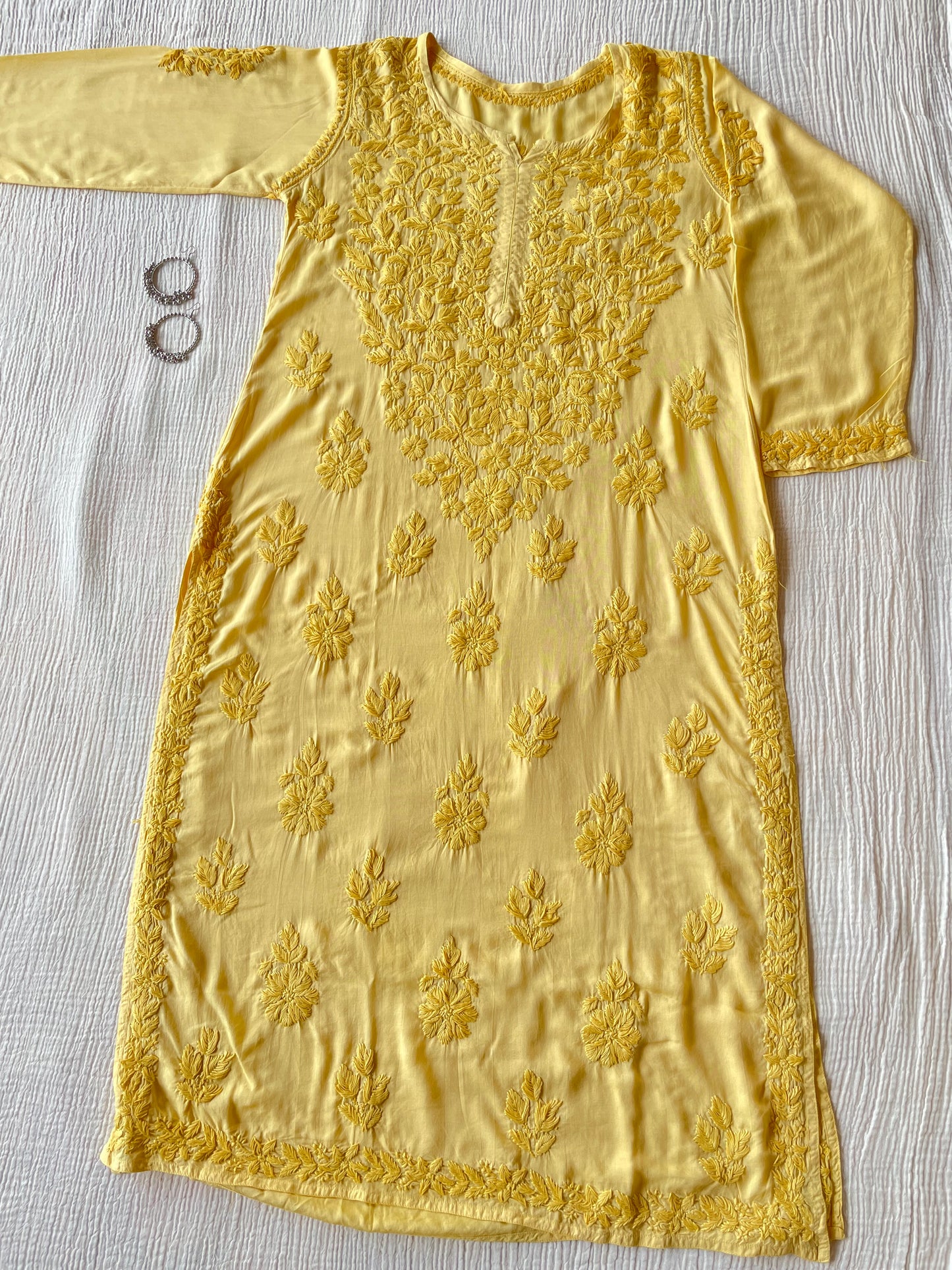 Sahiba Modal Chikankari Kurta (Yellow)