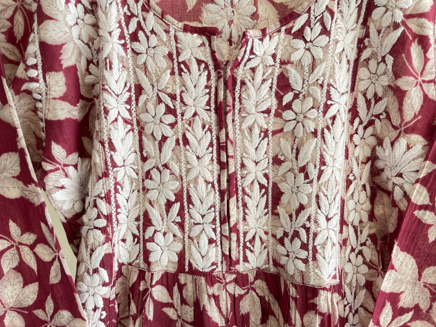 Aiza Naira cut Long Chikankari Kurta ( Maroon)