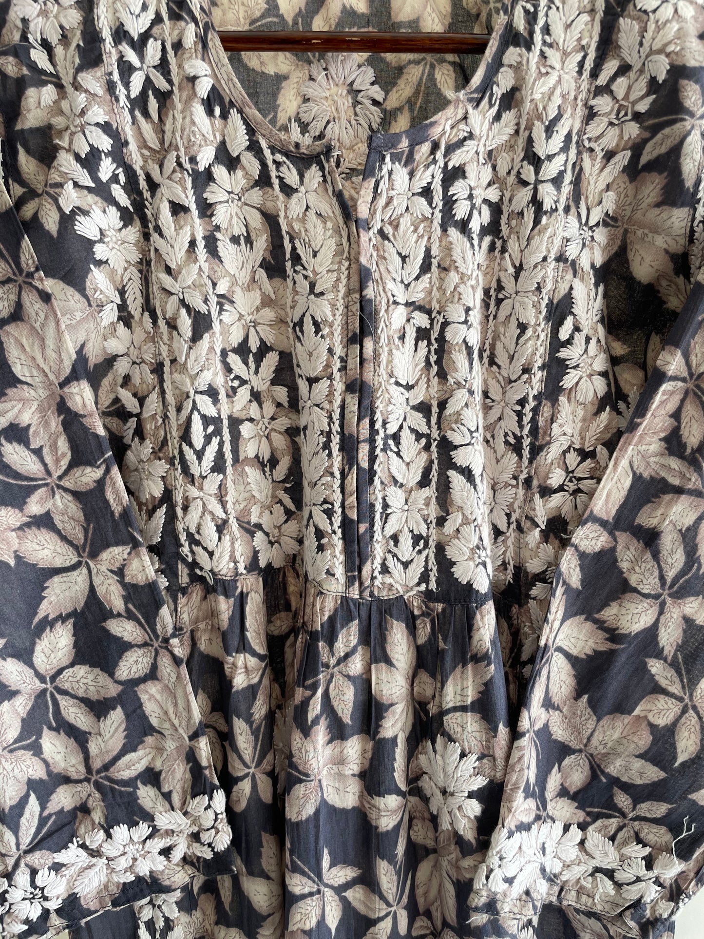 Aiza Naira cut Long Chikankari Kurta ( Navy Blue)