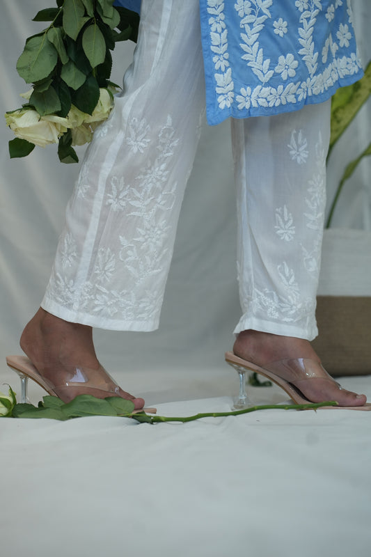 Modal Chikankari Pant (White)