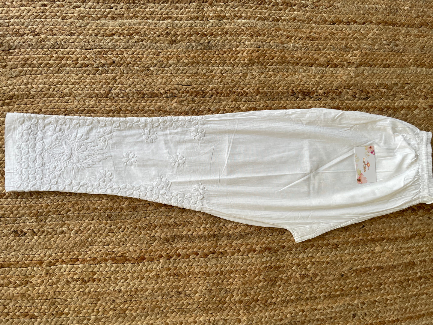 Chikankari  Pant (White)