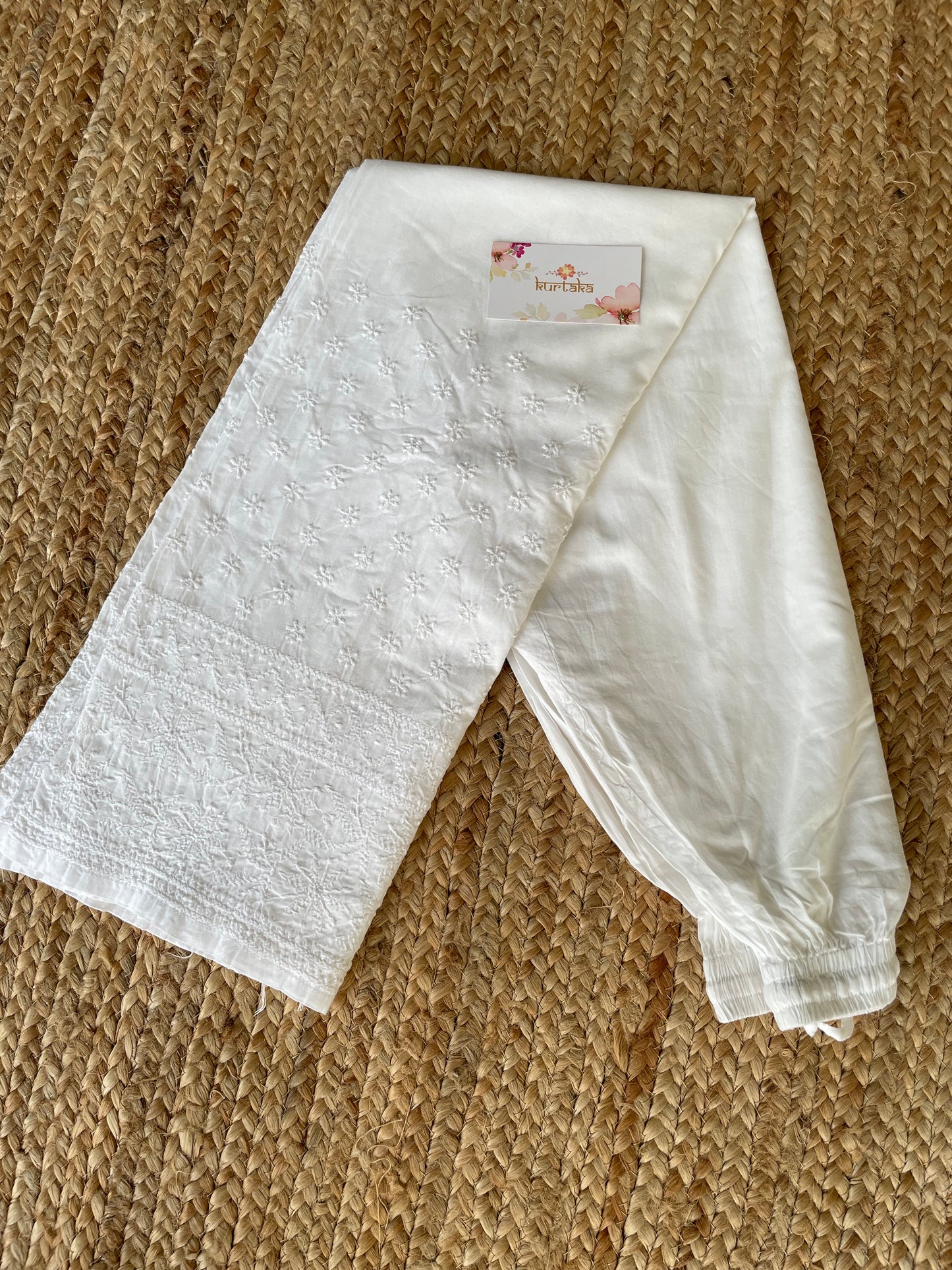 Chikankari  Palazzo (White)