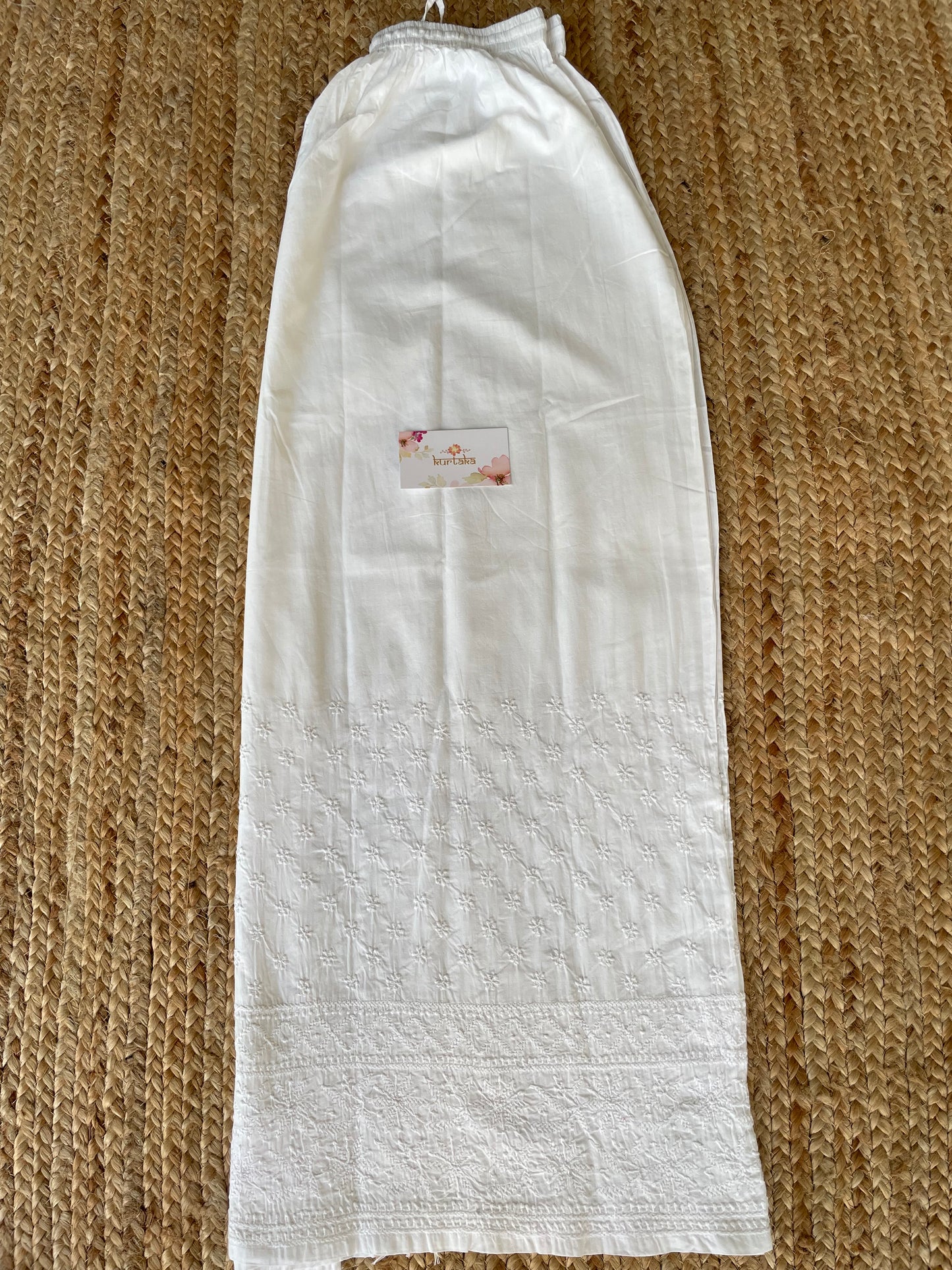 Chikankari  Palazzo (White)