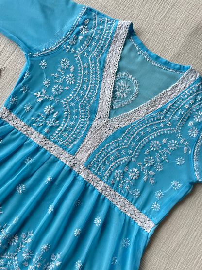 Chikankari Peplum Kurti (Sky Blue)