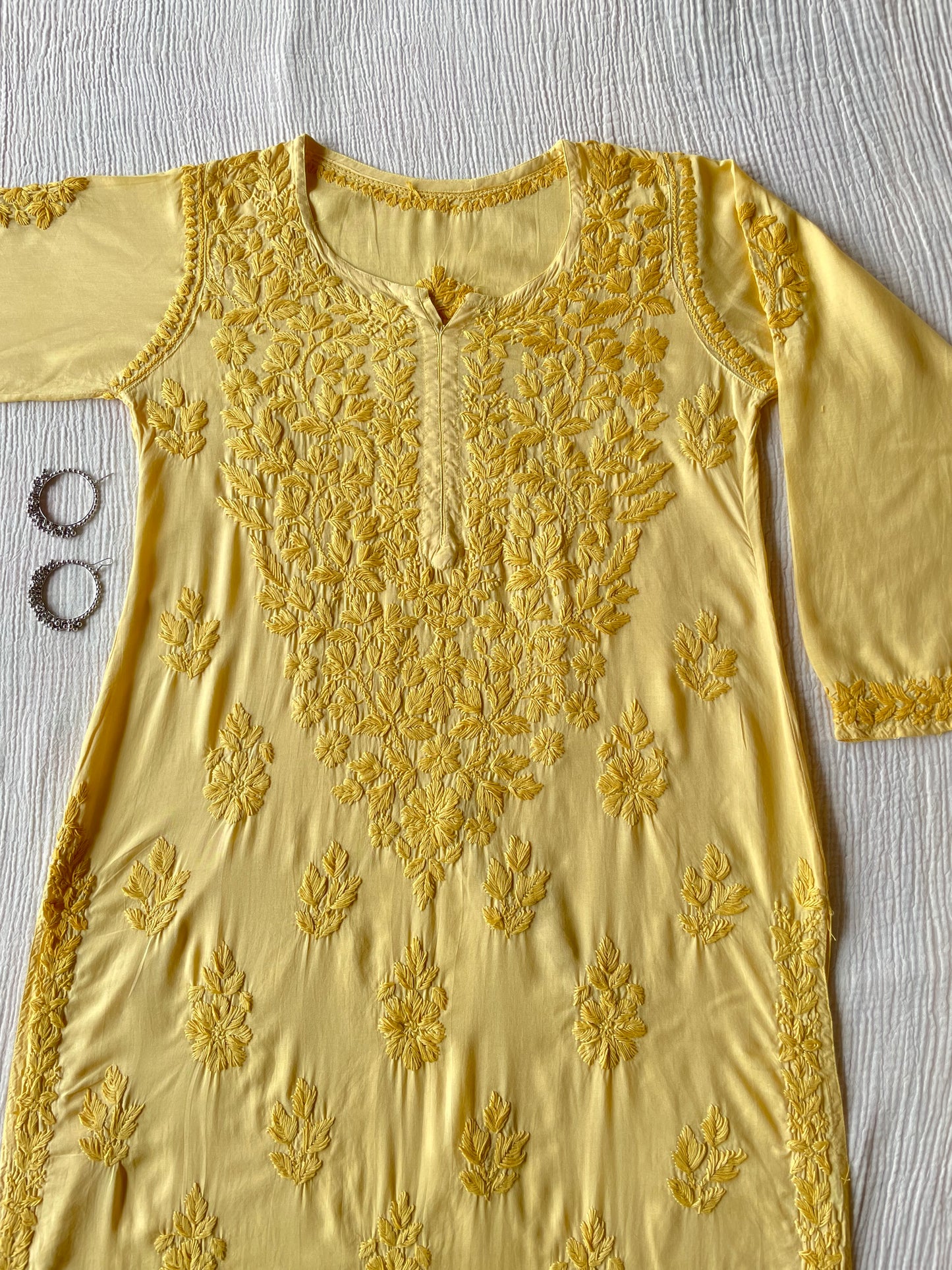 Sahiba Modal Chikankari Kurta (Yellow)