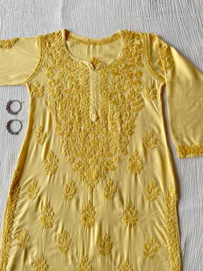 Sahiba Modal Chikankari Kurta (Yellow)