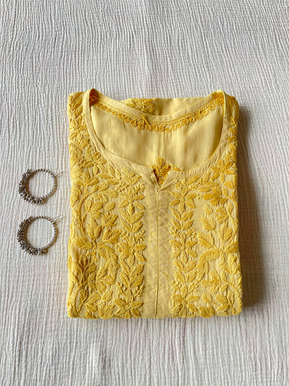 Sahiba Modal Chikankari Kurta (Yellow)