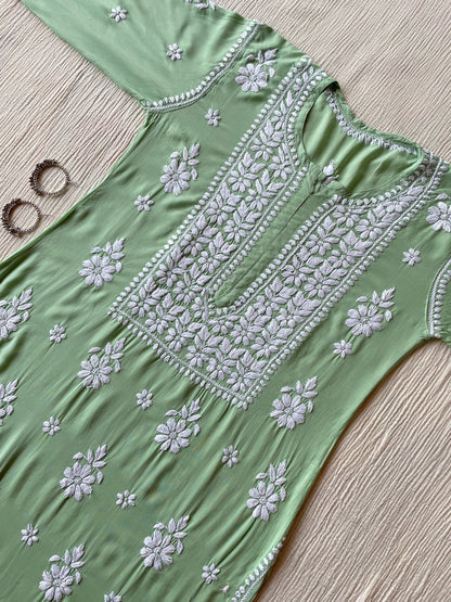Nazakat Modal Chikankari Kurta (Green)