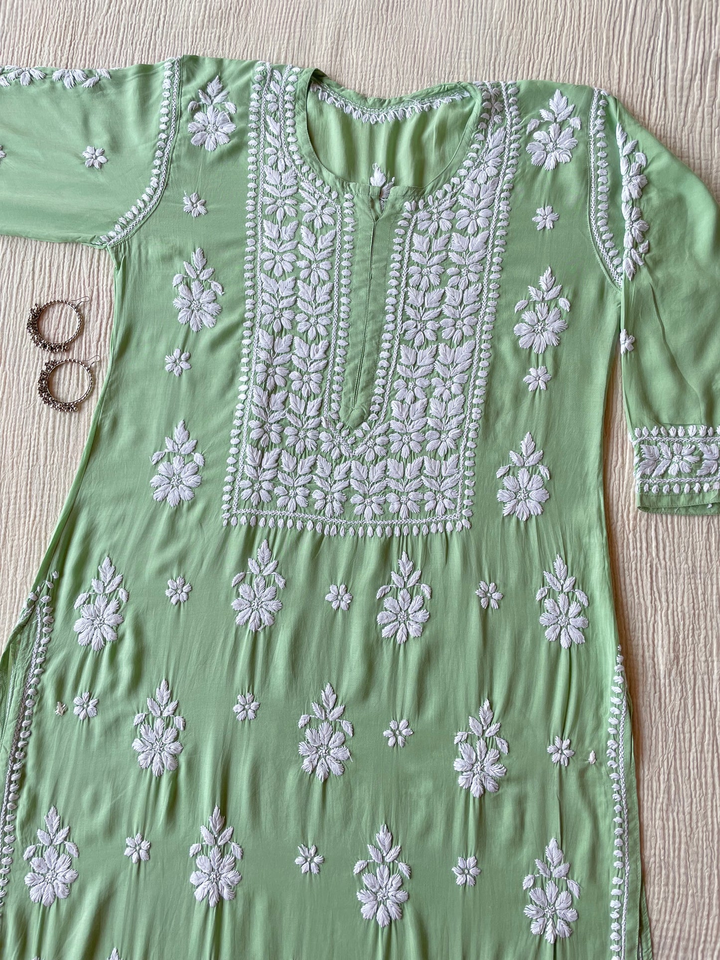 Nazakat Modal Chikankari Kurta (Green)