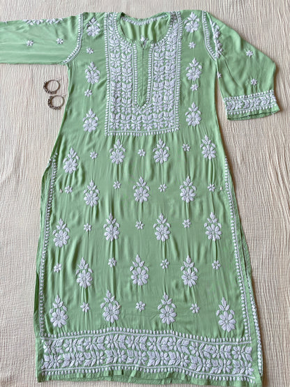 Nazakat Modal Chikankari Kurta (Green)