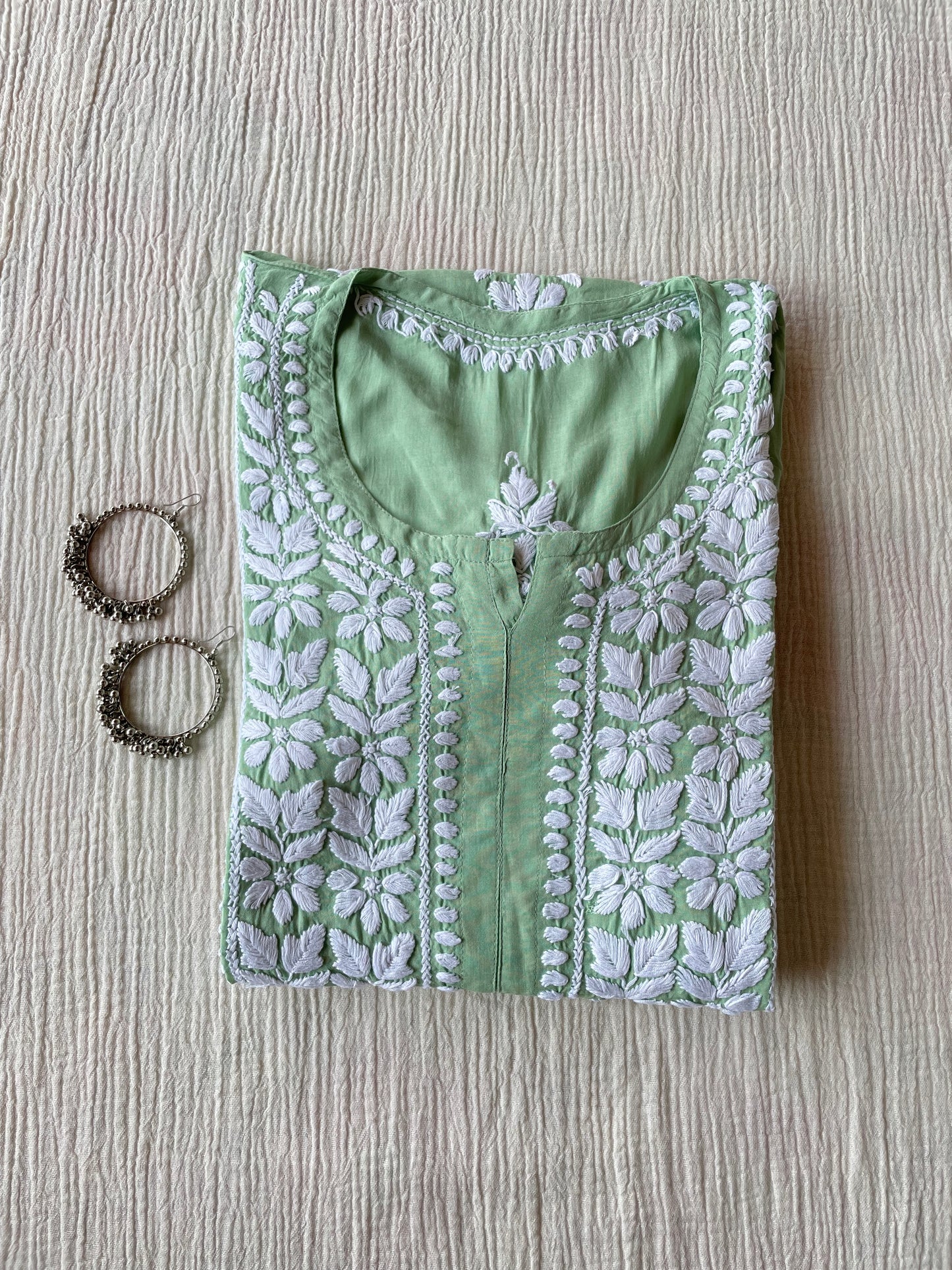 Nazakat Modal Chikankari Kurta (Green)