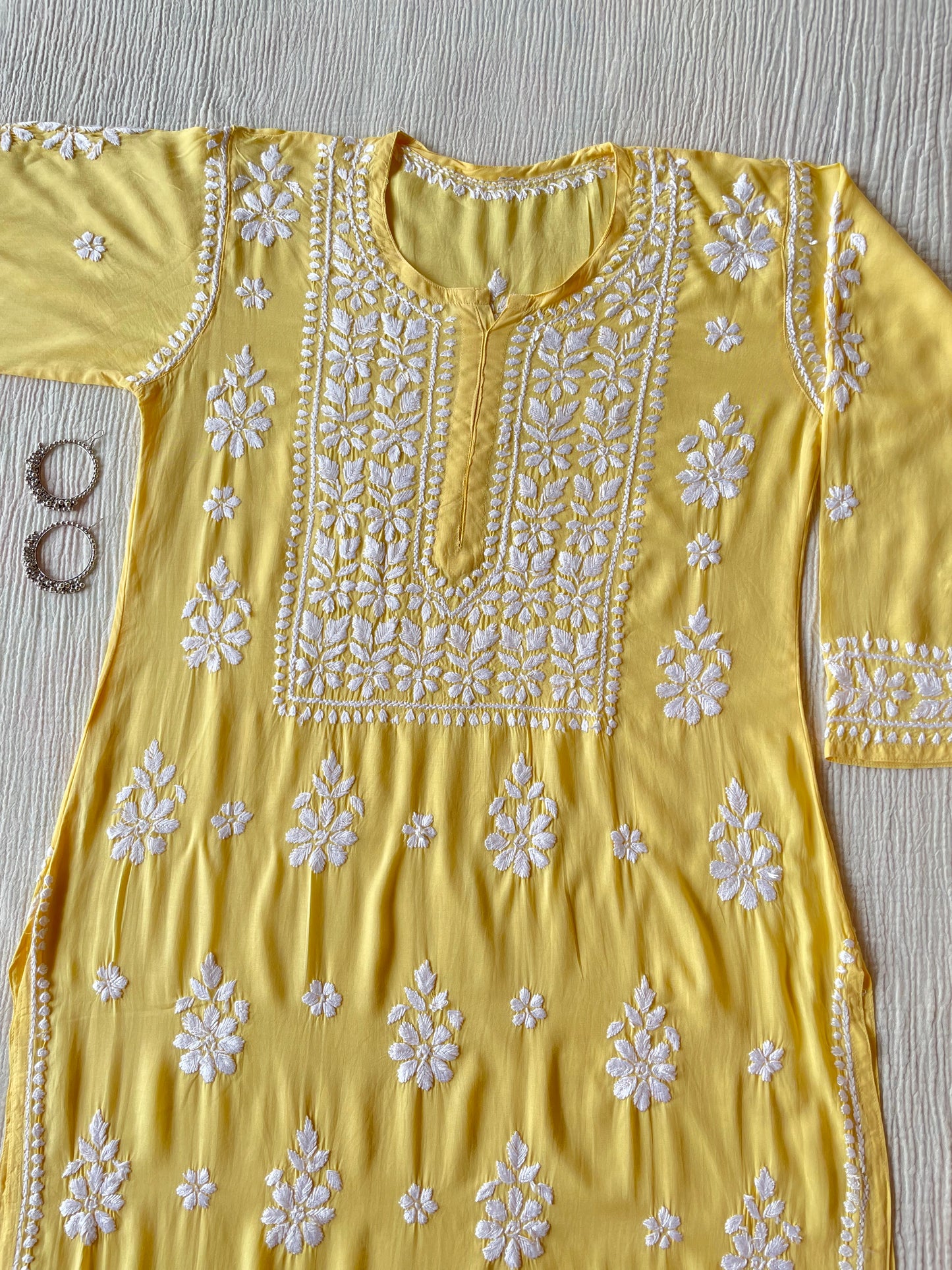Nazakat Modal Chikankari kurta (Yellow)