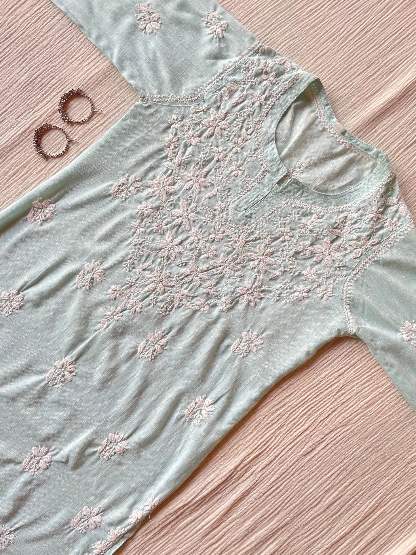 Cotton Chikankari kurta(Sea Green)