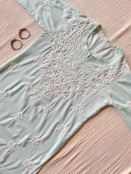 Cotton Chikankari kurta(Sea Green)
