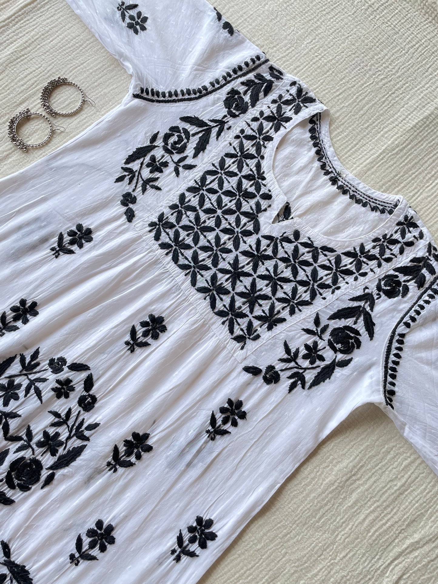 Cotton Chikankari short Kurti (White)