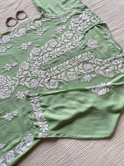 Nazrana Modal Chikankari Kurti (Green)