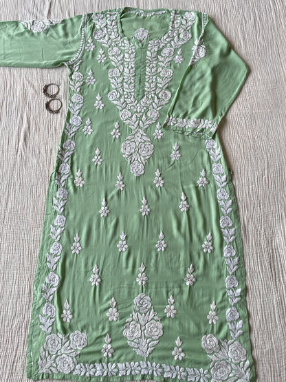 Nazrana Modal Chikankari Kurti (Green)