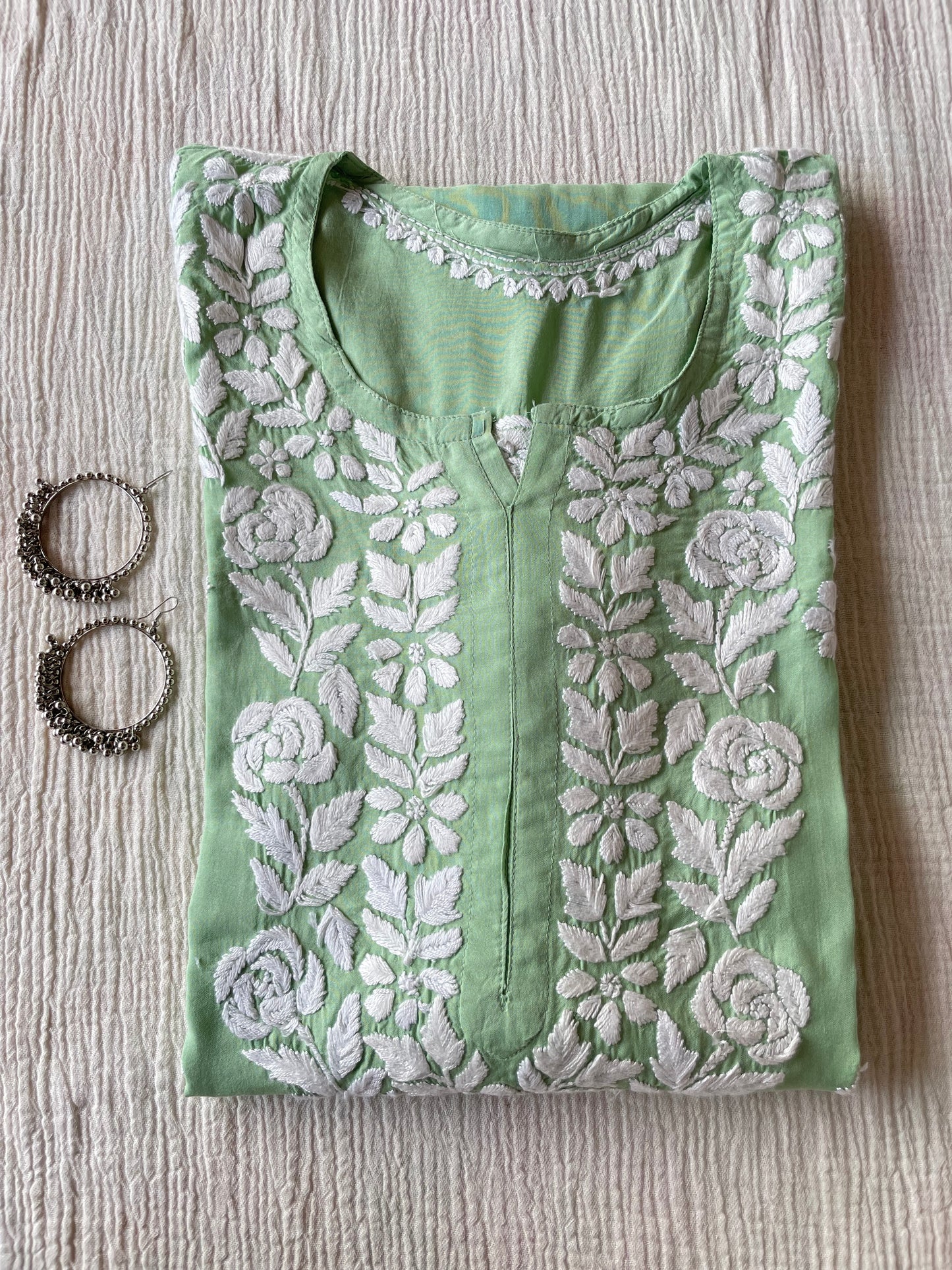 Nazrana Modal Chikankari Kurti (Green)