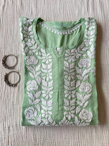 Nazrana Modal Chikankari Kurti (Green)