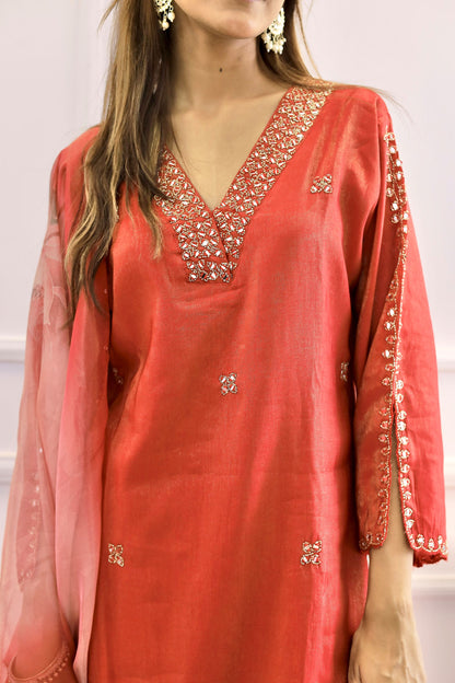 Red Mirror Work suit set (Red) - Set of 3