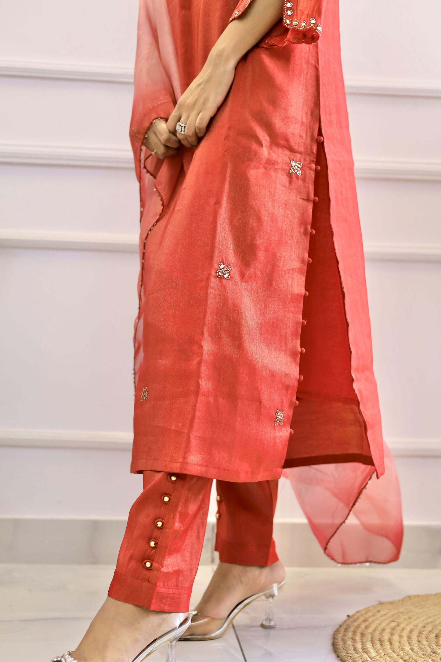 Red Mirror Work suit set (Red) - Set of 3
