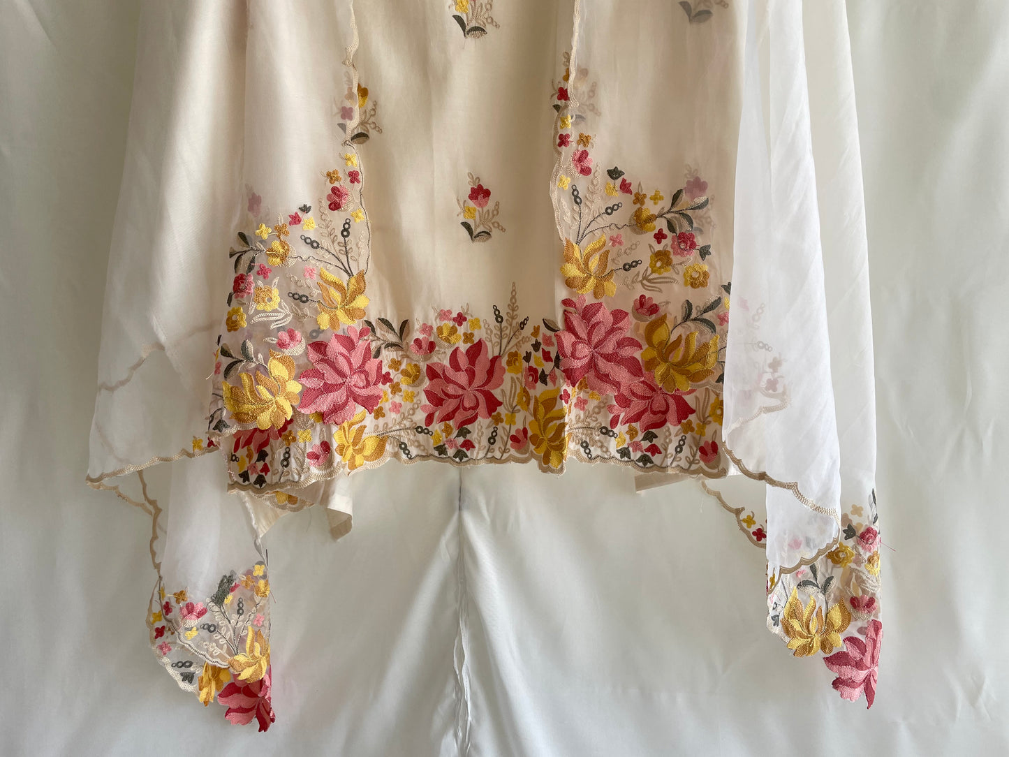 White unstitched suit set with Beautiful embroidery work