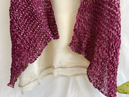 Shimmer silk Unstitched suit set with beautiful Bandhani Crushed dupatta