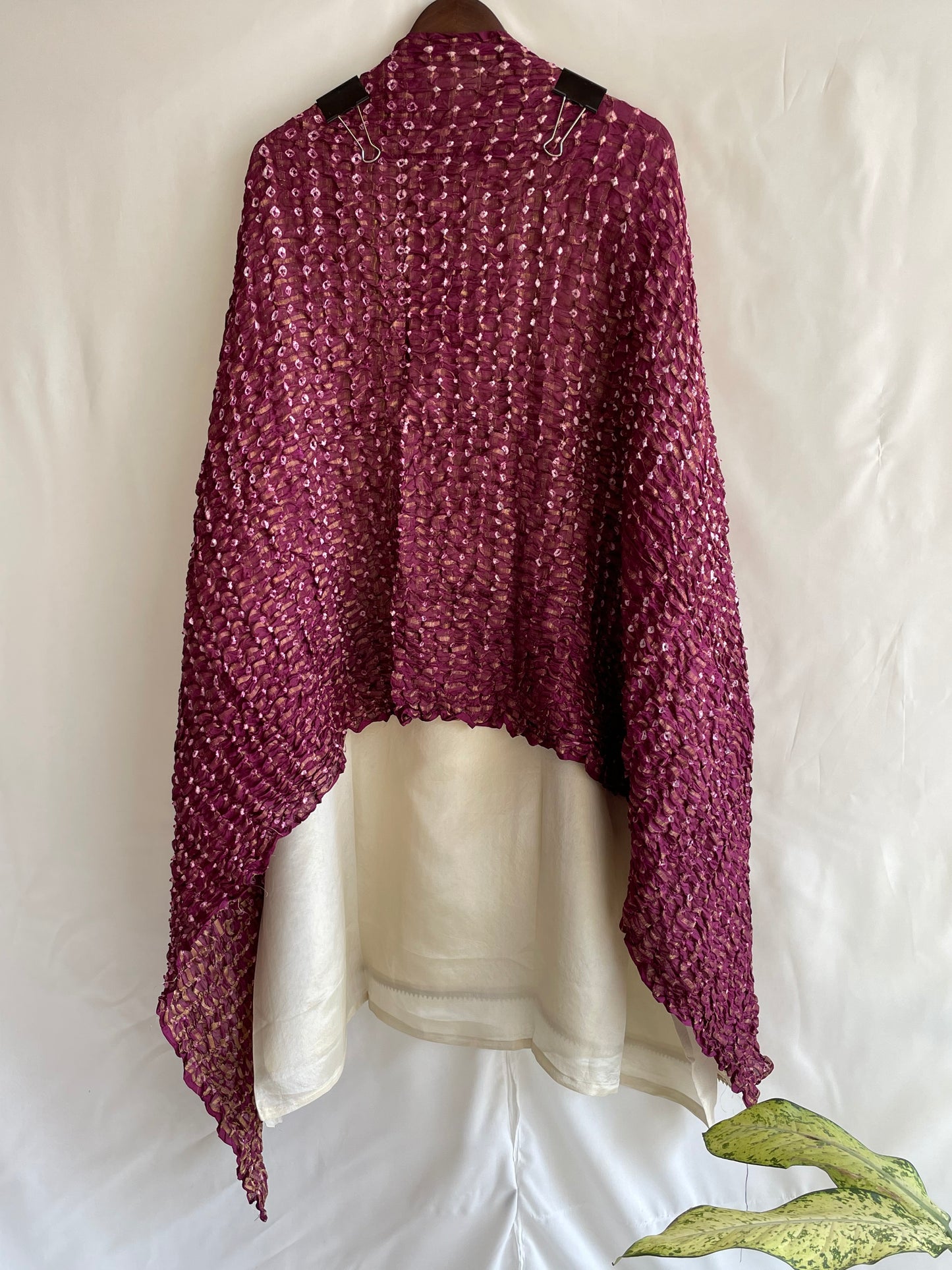 Shimmer silk Unstitched suit set with beautiful Bandhani Crushed dupatta