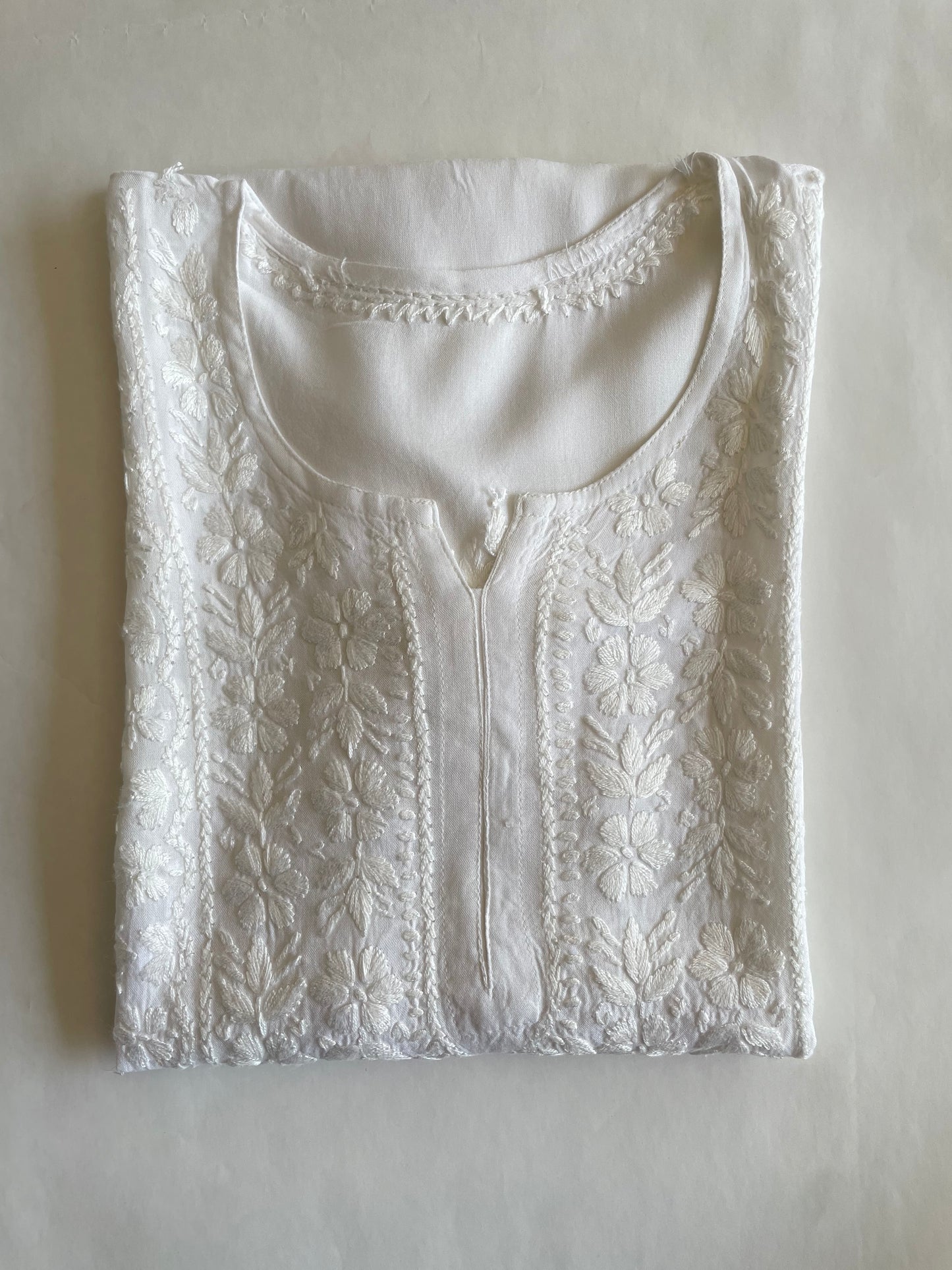 Rayon Chikankari Kurti ( White)