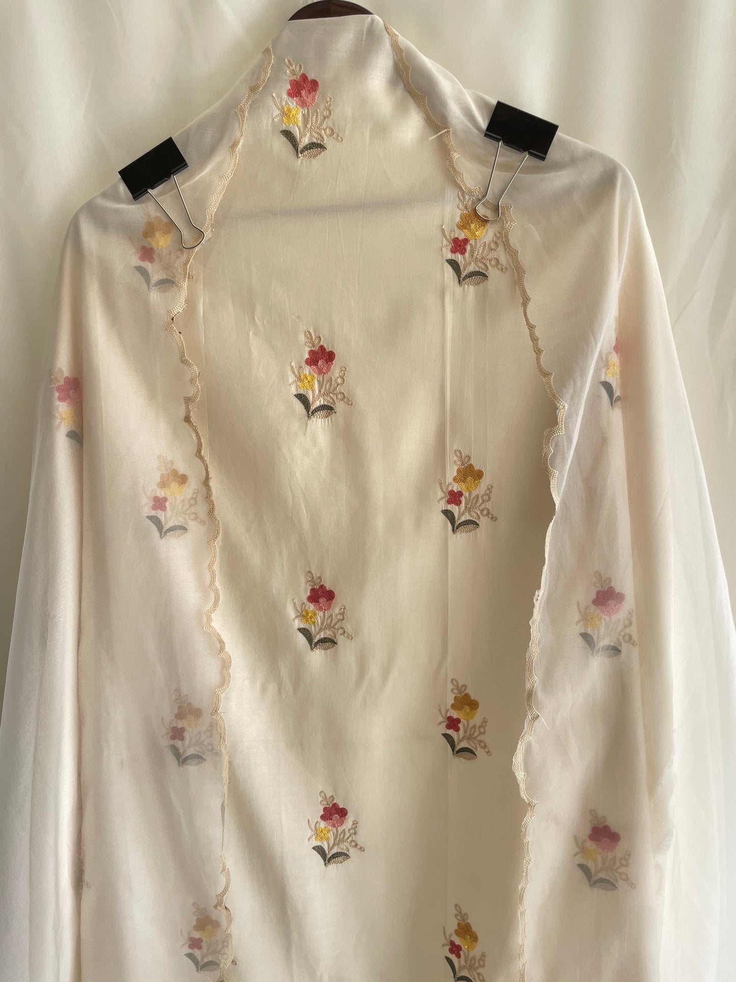 White unstitched suit set with Beautiful embroidery work