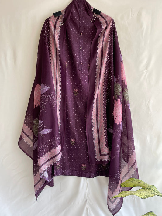 Cotton Unstitched suit set with Beautiful Printed Dupatta