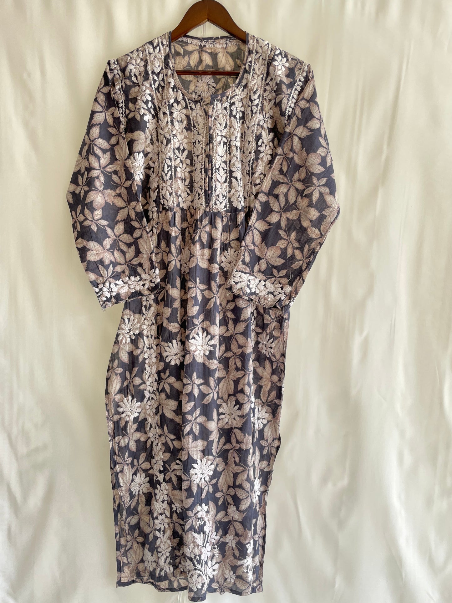 Aiza Naira cut Long Chikankari Kurta ( Navy Blue)