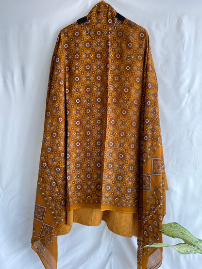 Pure Cotton Ajrakh Print Unstitched suit set with Beautiful Dupatta