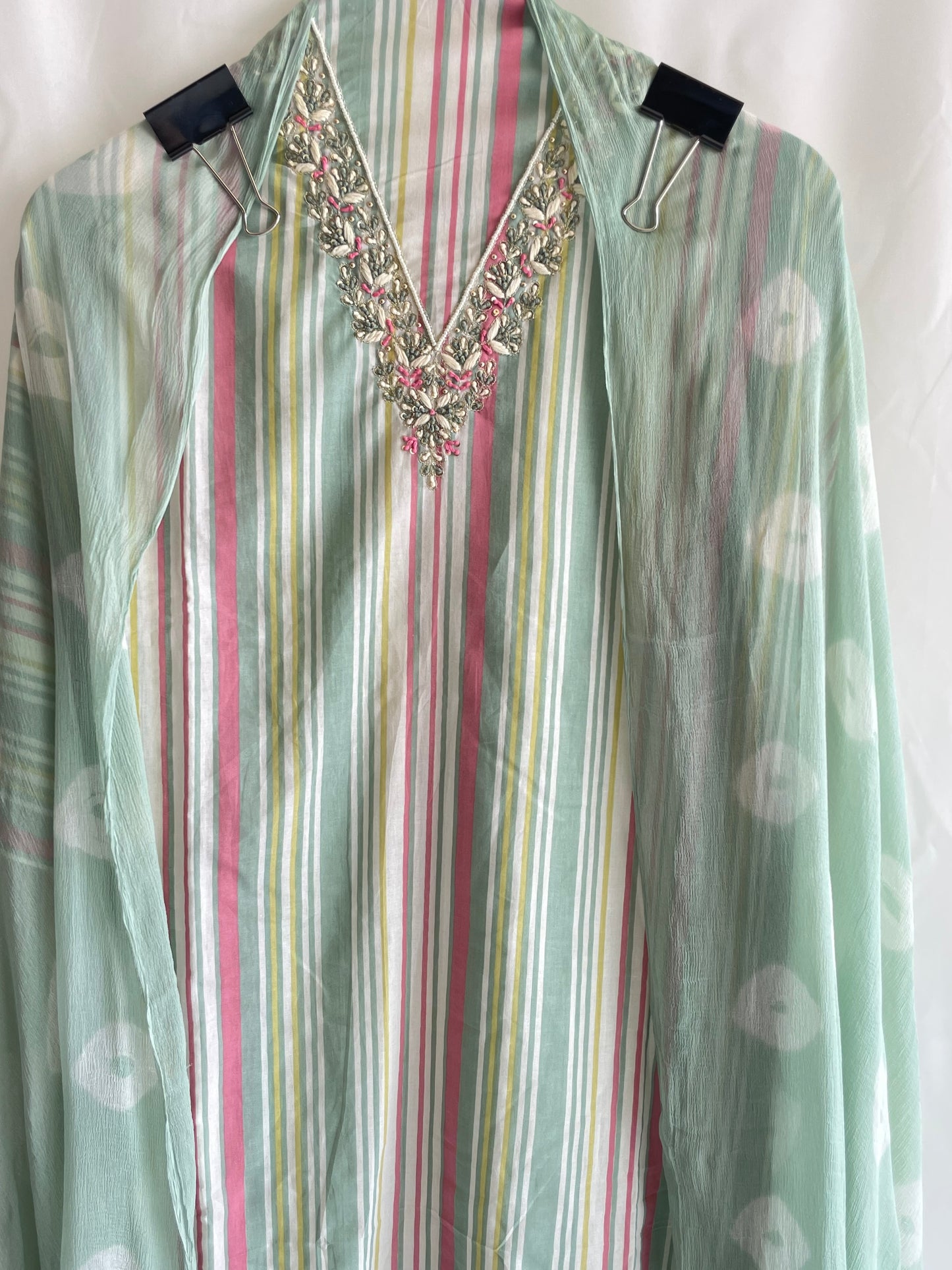 Pure cotton Unstitched suit set with chiffon dupatta
