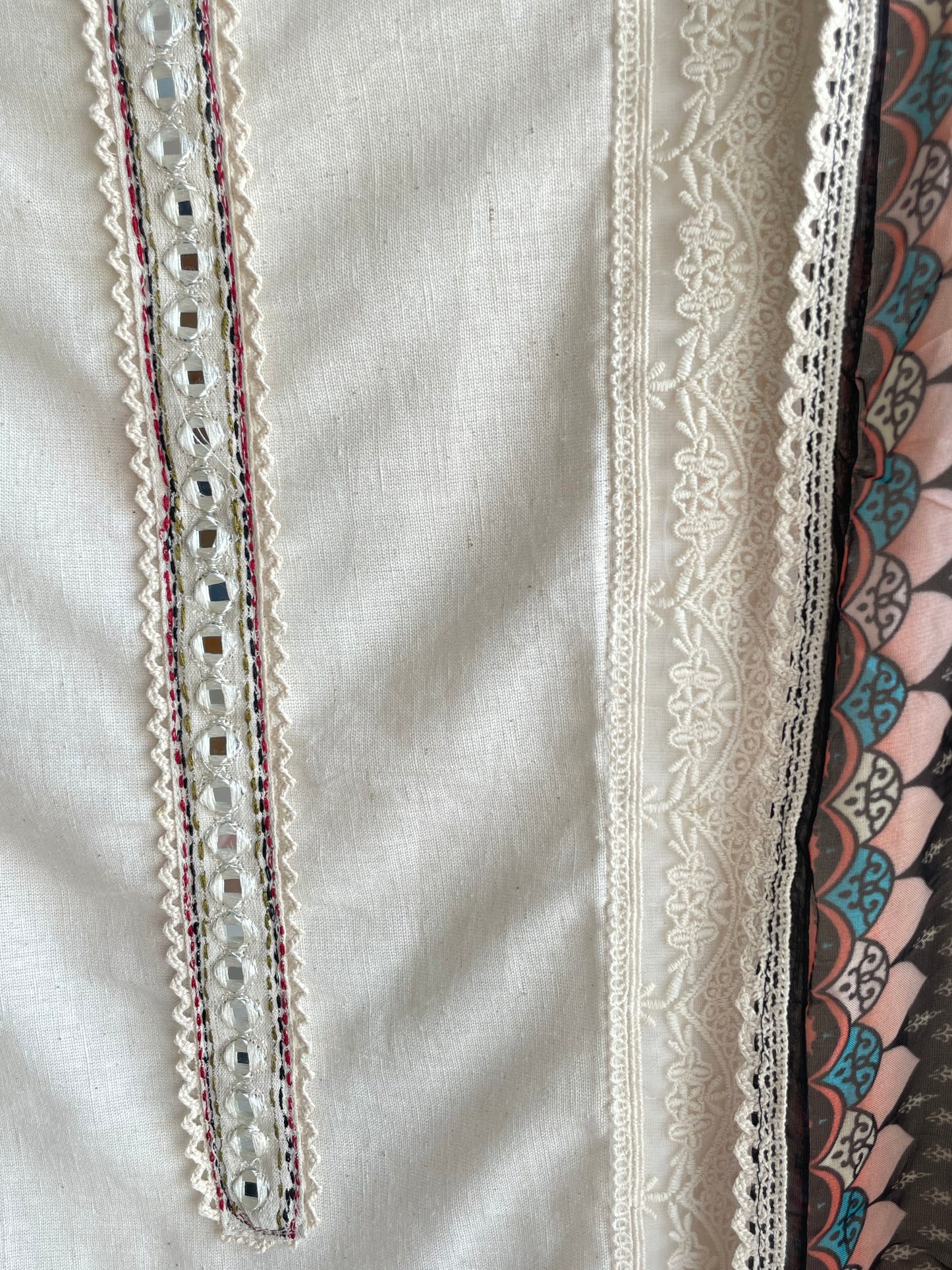 Pure cotton Unstitched suit set with Beautiful Black Floral Dupatta