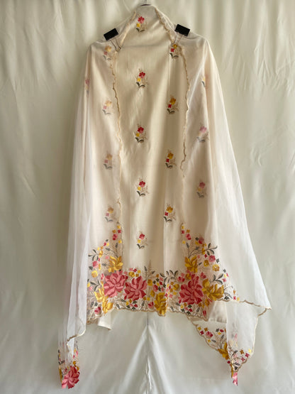 White unstitched suit set with Beautiful embroidery work