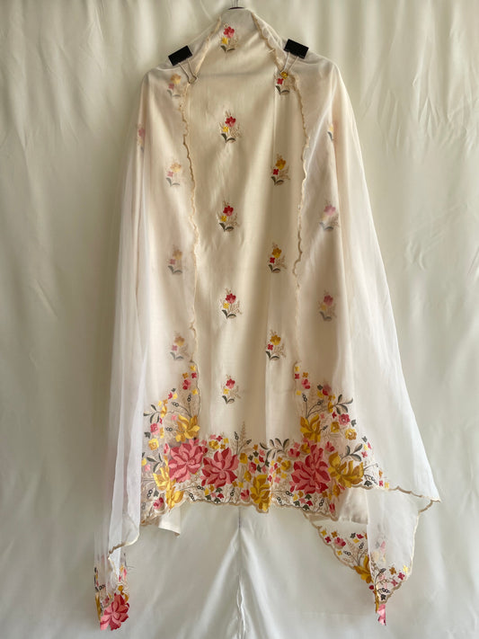 White unstitched suit set with Beautiful embroidery work