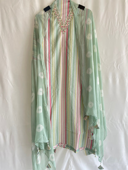Pure cotton Unstitched suit set with chiffon dupatta
