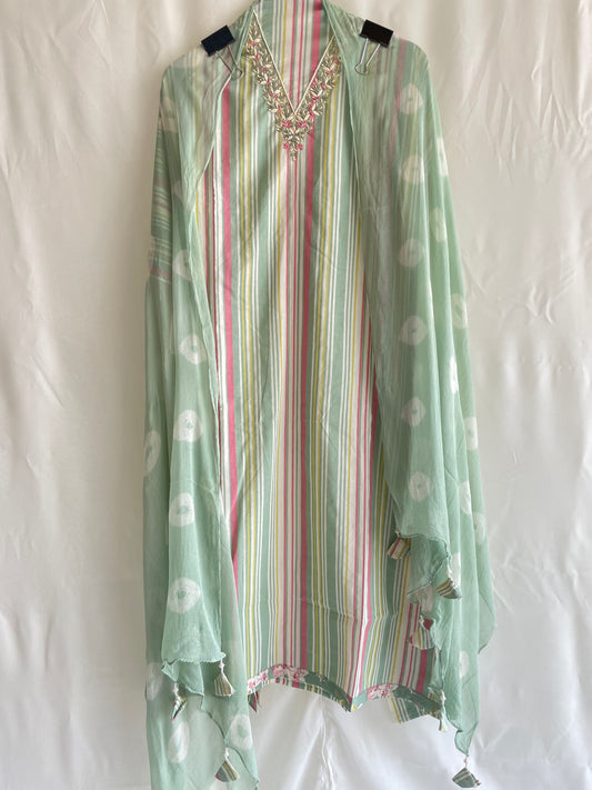 Pure cotton Unstitched suit set with chiffon dupatta
