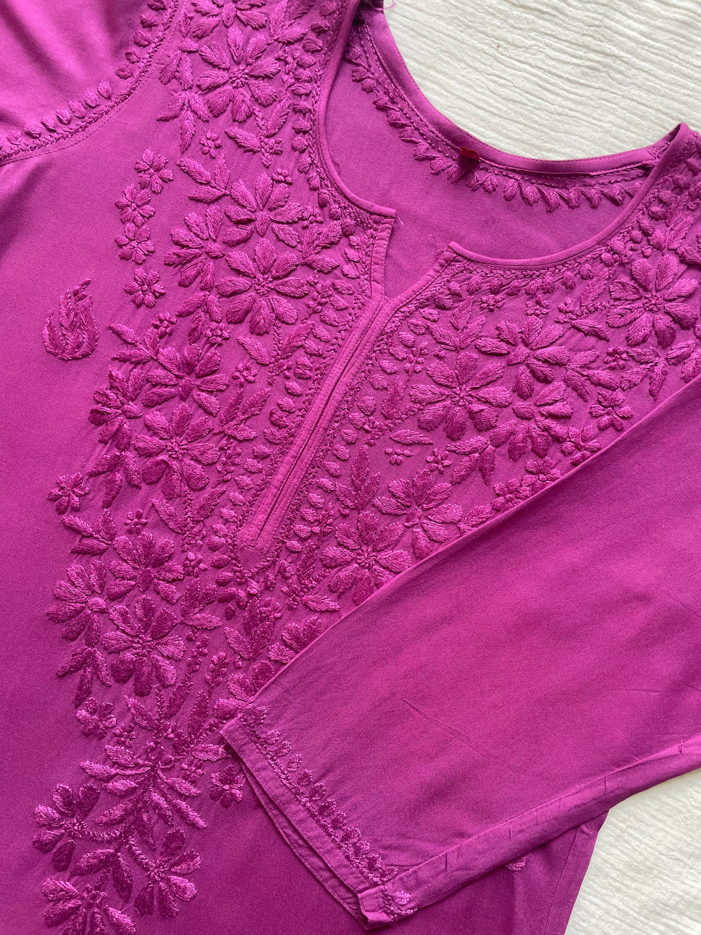 Riza Rayon Chikankari Long Kurta ( Purple)