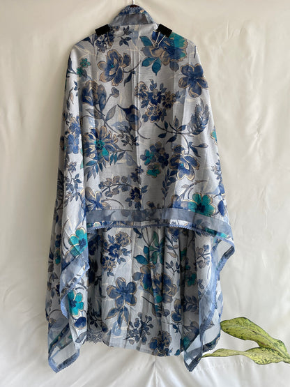 Floral Print Muslin Unstitched suit set with Designer Dupatta
