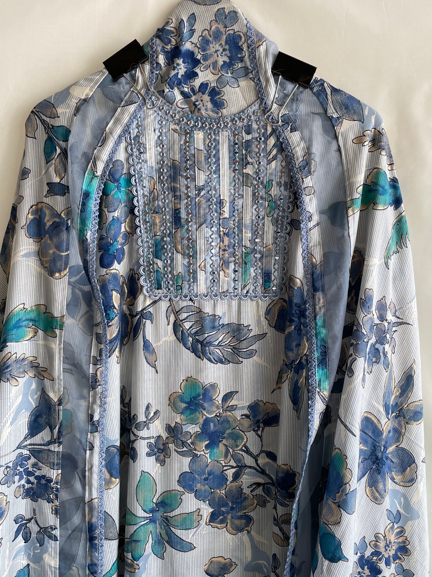 Floral Print Muslin Unstitched suit set with Designer Dupatta