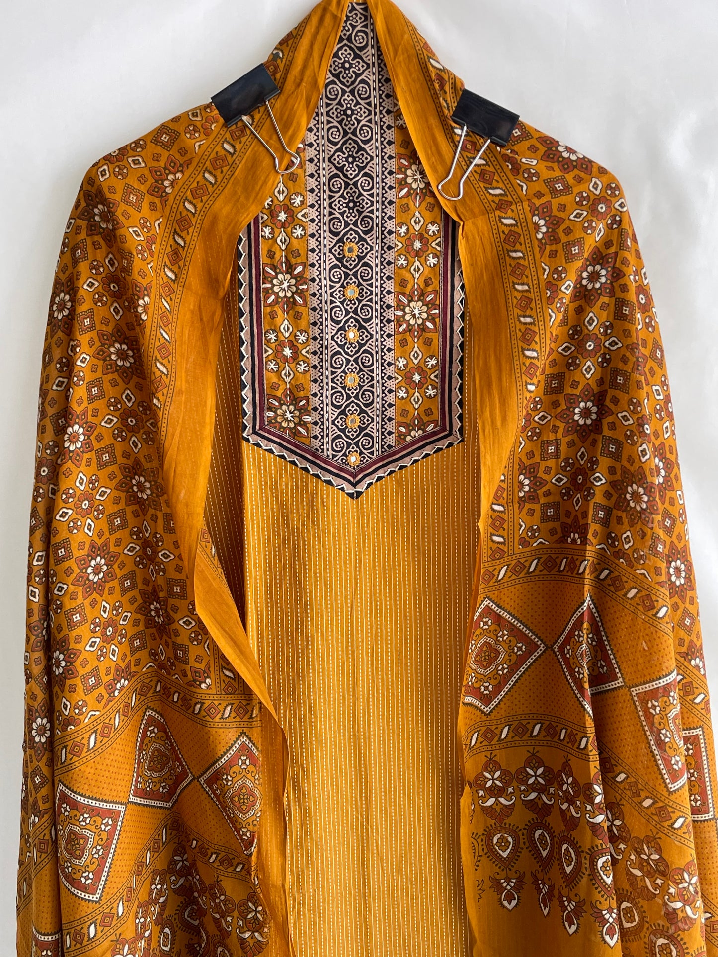 Pure Cotton Ajrakh Print Unstitched suit set with Beautiful Dupatta