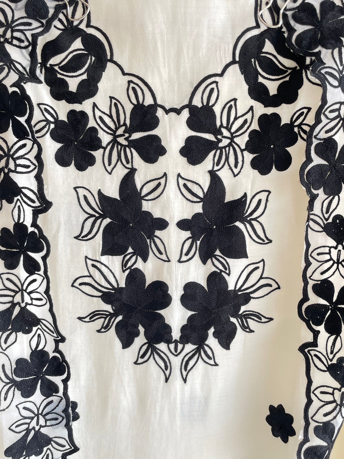 white Unstitched Machine Embroidered suit set with Designer Dupatta