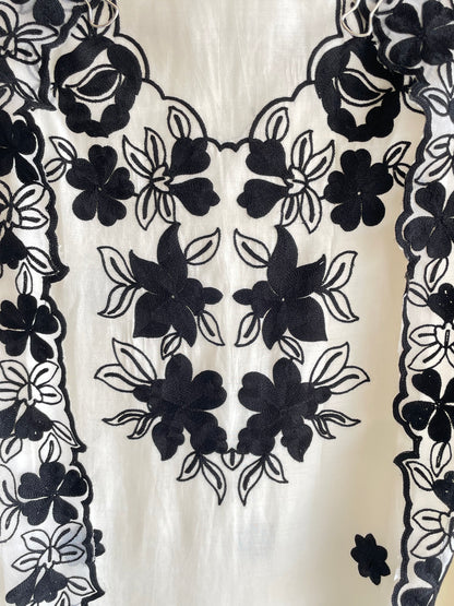 white Unstitched Machine Embroidered suit set with Designer Dupatta